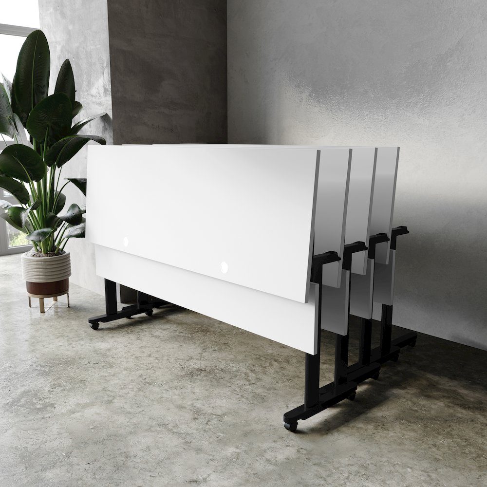72" x 24" Nesting Flip Training Table with T-Legs, Modesty Panel, Gray Tabletop. Picture 6