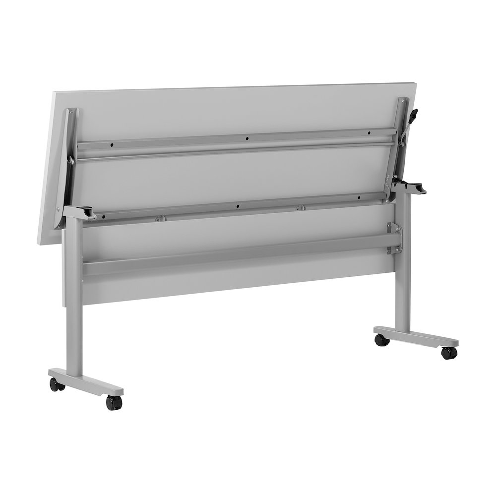 72" x 24" Nesting Flip Training Table with T-Legs, Modesty Panel, Gray Tabletop. Picture 13