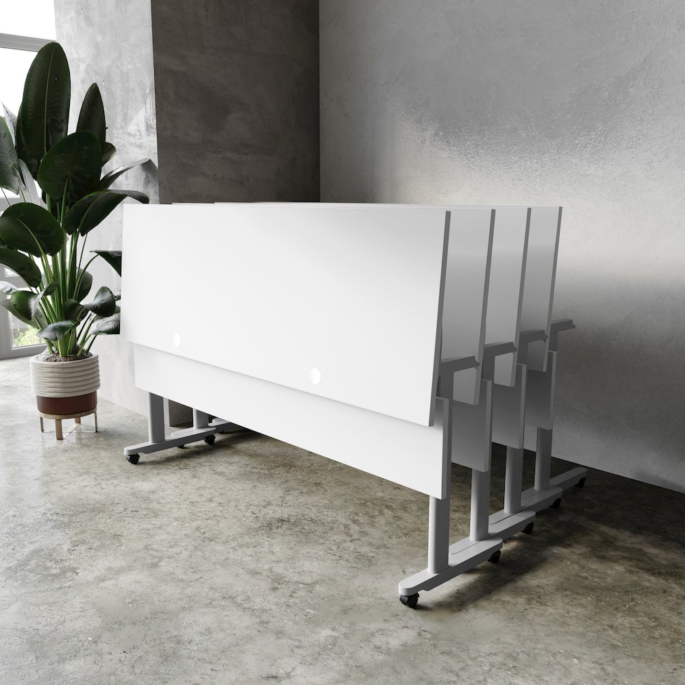 72" x 24" Nesting Flip Training Table with T-Legs, Modesty Panel, Gray Tabletop. Picture 6
