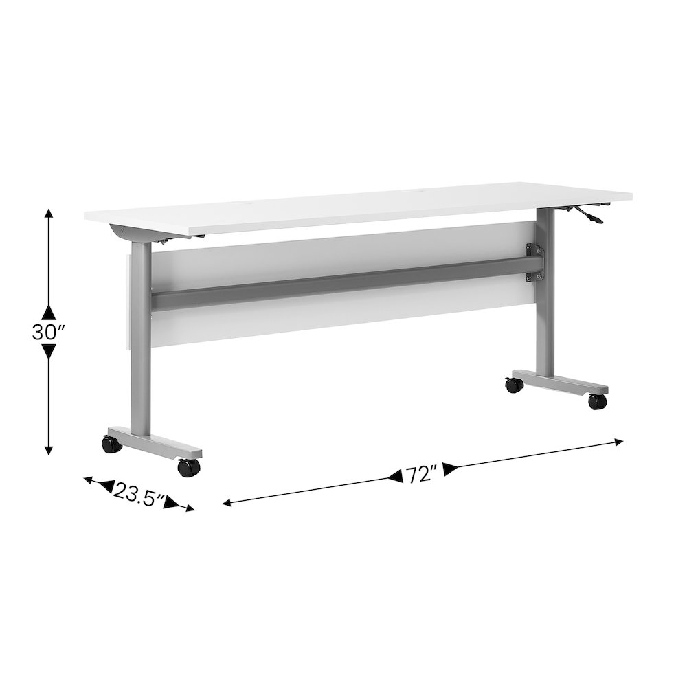 72" x 24" Nesting Flip Training Table with T-Legs, Modesty Panel, White Tabletop. Picture 5