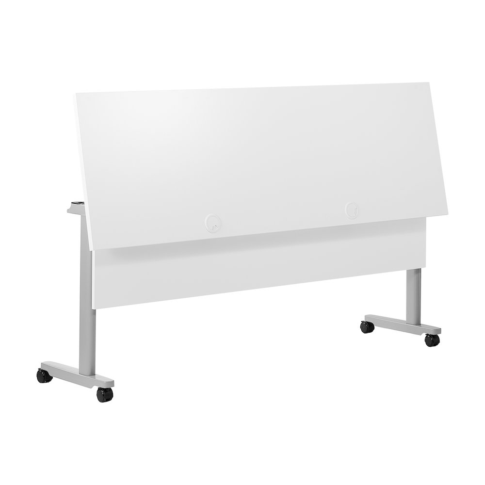 72" x 24" Nesting Flip Training Table with T-Legs, Modesty Panel, White Tabletop. Picture 9