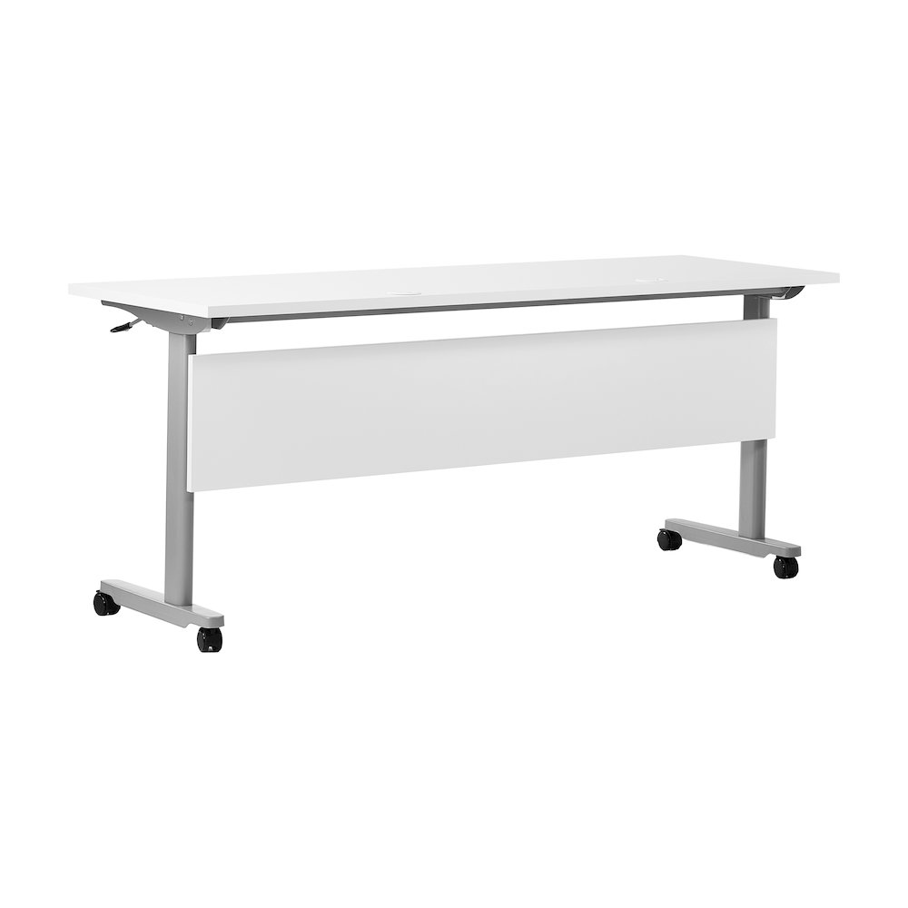 72" x 24" Nesting Flip Training Table with T-Legs, Modesty Panel, White Tabletop. Picture 16