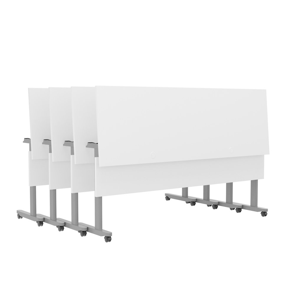 72" x 24" Nesting Flip Training Table with T-Legs, Modesty Panel, White Tabletop. Picture 17