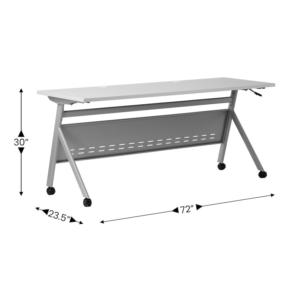72" x 24" Nesting Flip Training Table with Y-Legs, Modesty Panel, Gray Tabletop. Picture 5