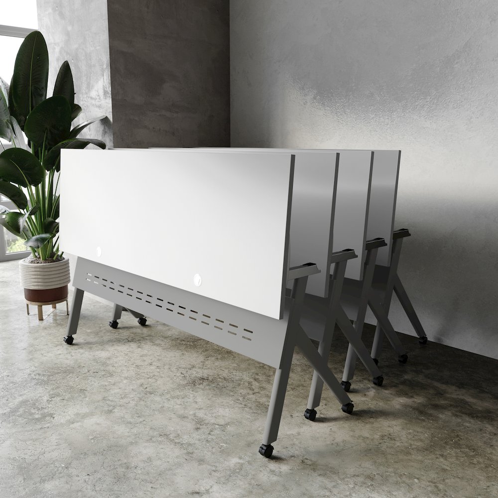 72" x 24" Nesting Flip Training Table with Y-Legs, Modesty Panel, Gray Tabletop. Picture 3