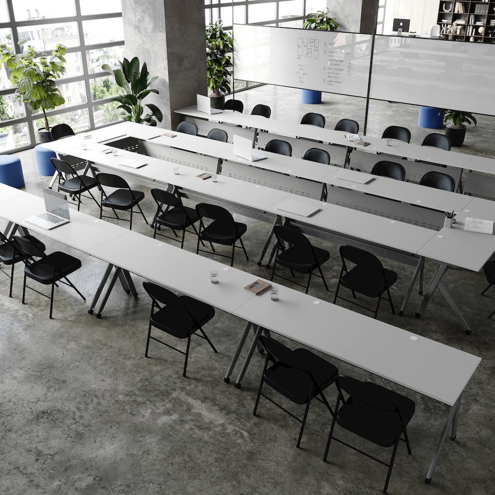 72" x 24" Nesting Flip Training Table with Y-Legs, Modesty Panel, Gray Tabletop. Picture 7