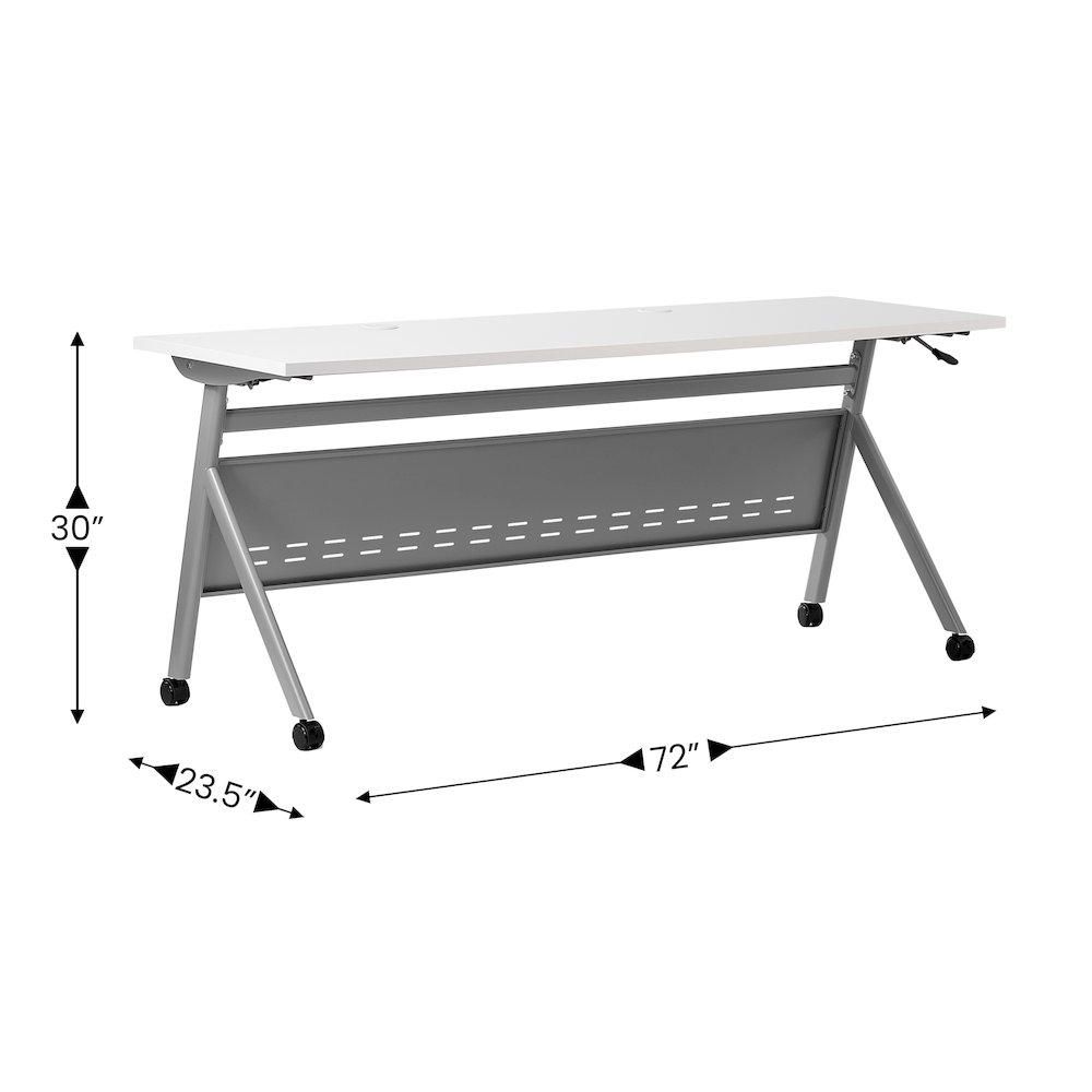 72" x 24" Nesting Flip Training Table with Y-Legs, Modesty Panel, White Tabletop. Picture 5