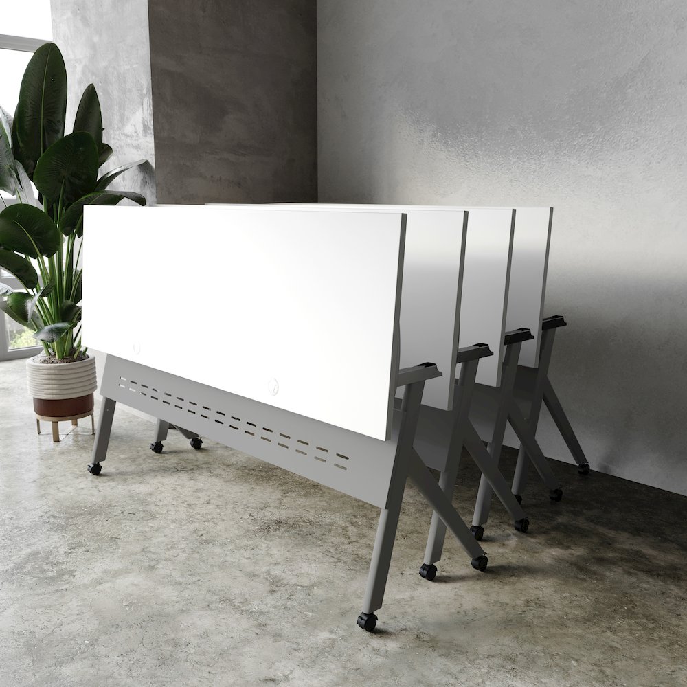 72" x 24" Nesting Flip Training Table with Y-Legs, Modesty Panel, White Tabletop. Picture 3