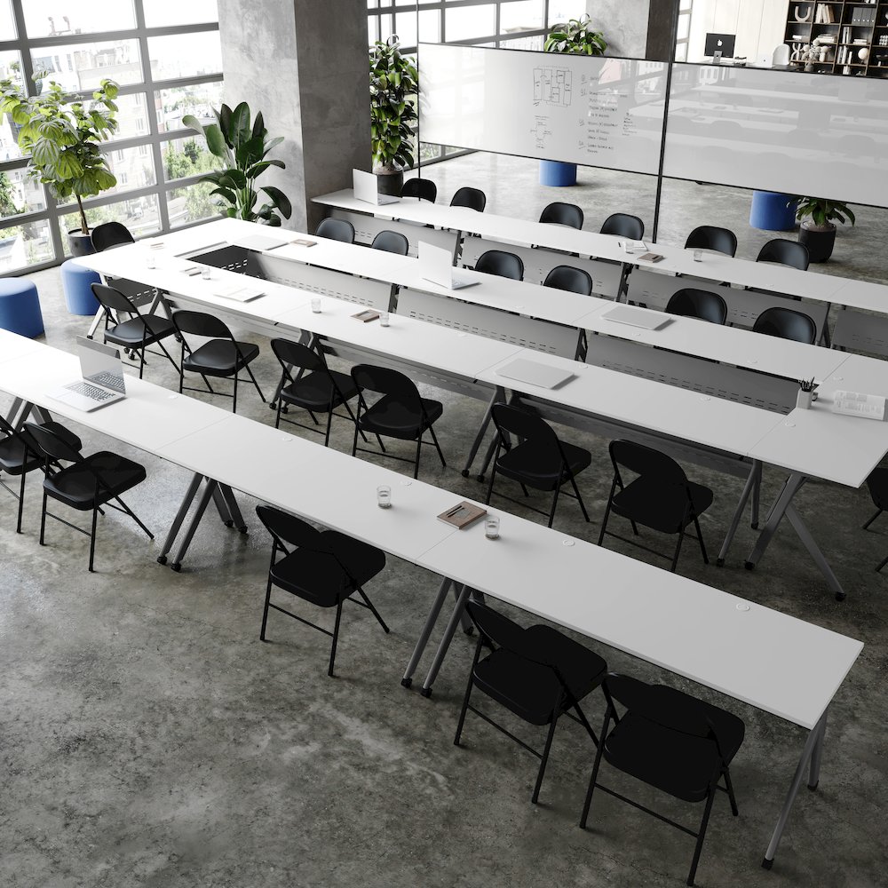 72" x 24" Nesting Flip Training Table with Y-Legs, Modesty Panel, White Tabletop. Picture 7