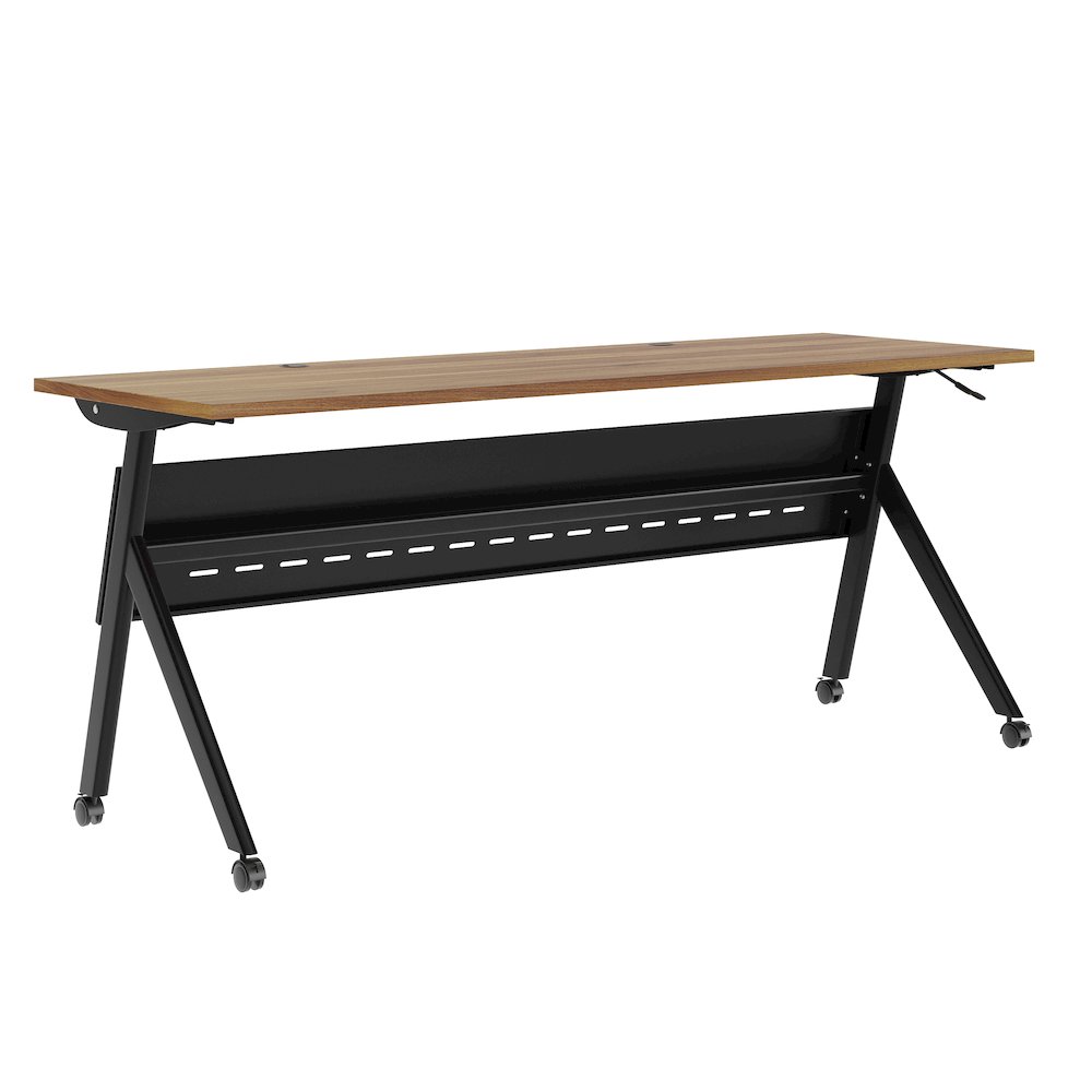 72"x 24" Nesting Flip Training Table with Y-Legs, Modesty Panel, Walnut Tabletop. Picture 1