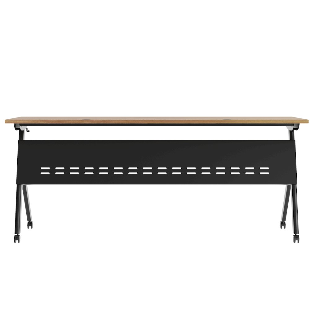 72"x 24" Nesting Flip Training Table with Y-Legs, Modesty Panel, Walnut Tabletop. Picture 8