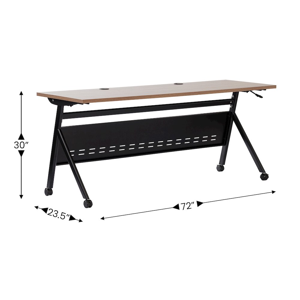 72"x 24" Nesting Flip Training Table with Y-Legs, Modesty Panel, Walnut Tabletop. Picture 5