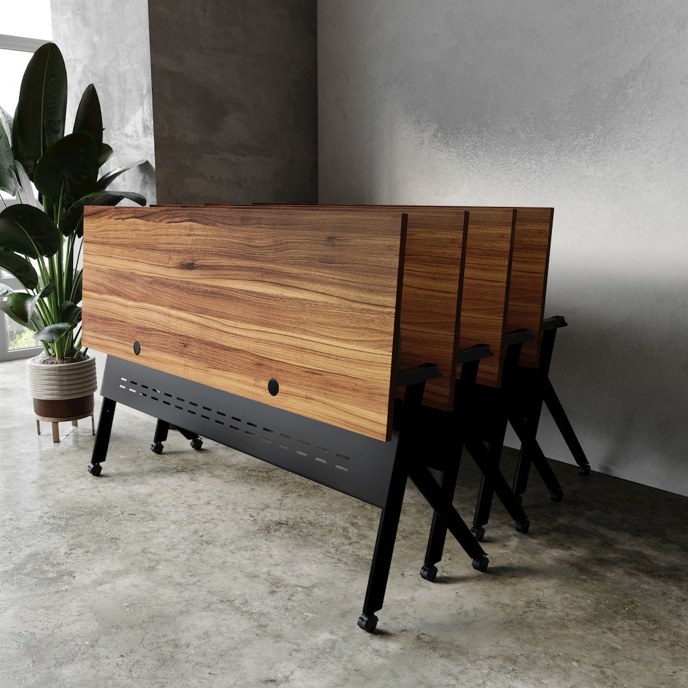 72"x 24" Nesting Flip Training Table with Y-Legs, Modesty Panel, Walnut Tabletop. Picture 6
