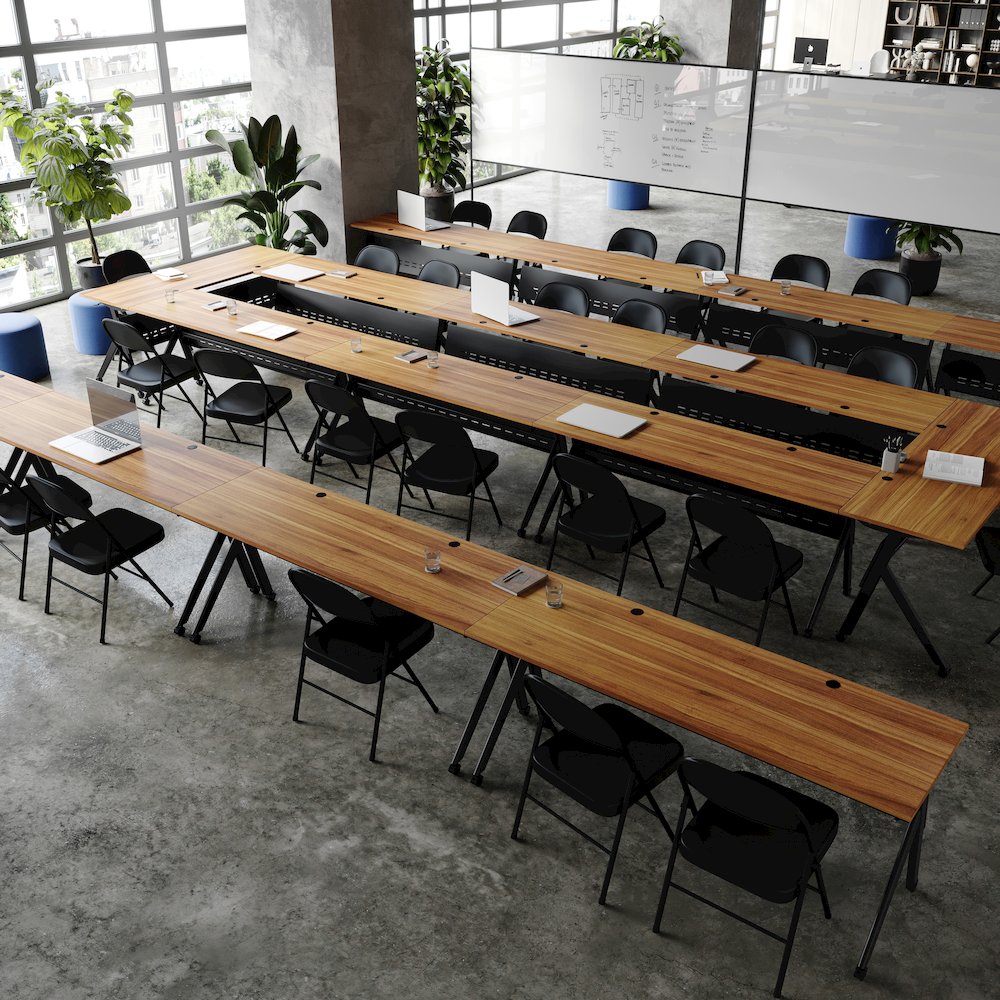 72"x 24" Nesting Flip Training Table with Y-Legs, Modesty Panel, Walnut Tabletop. Picture 7