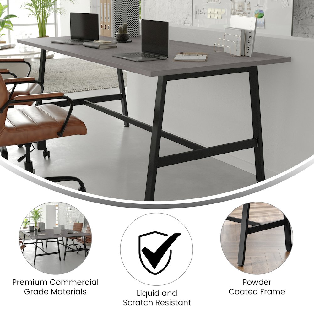 Contemporary 72x36 Commercial Grade Conference Table, Gray Oak. Picture 4