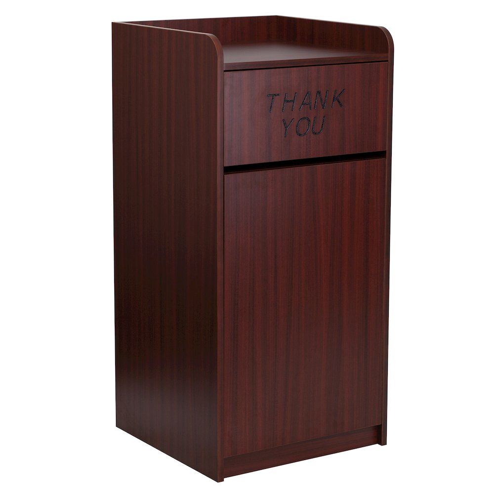 Wood Tray Top Receptacle in Mahogany. Picture 1