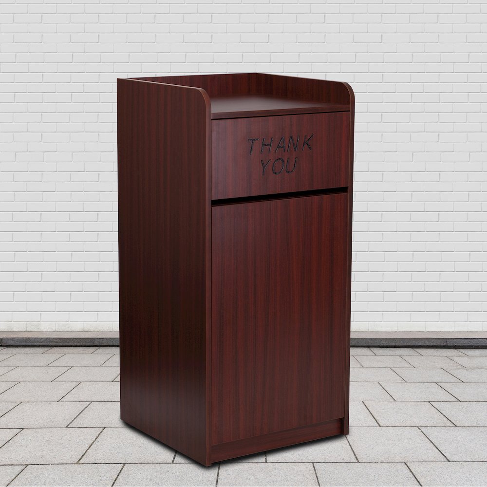 Wood Tray Top Receptacle in Mahogany. Picture 2