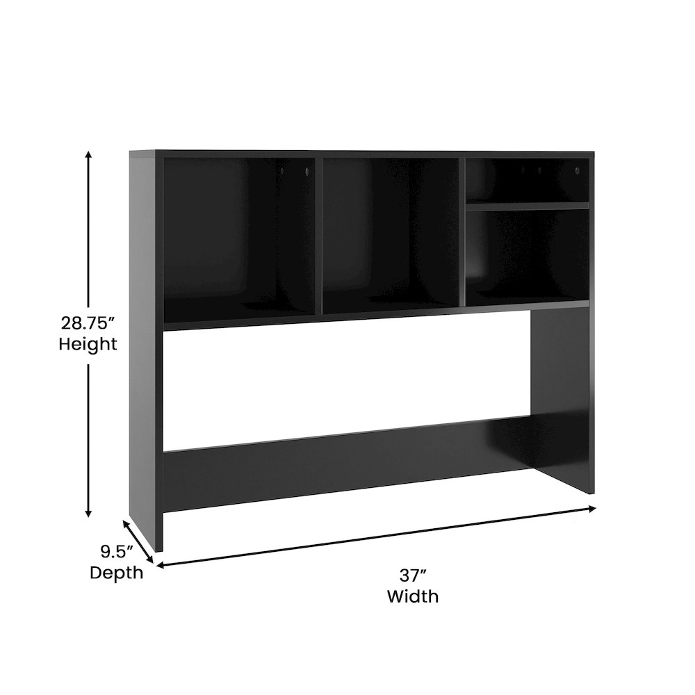 Lotus Desktop Bookshelf Storage Organizer with Multiple Cubbies in Black. Picture 5