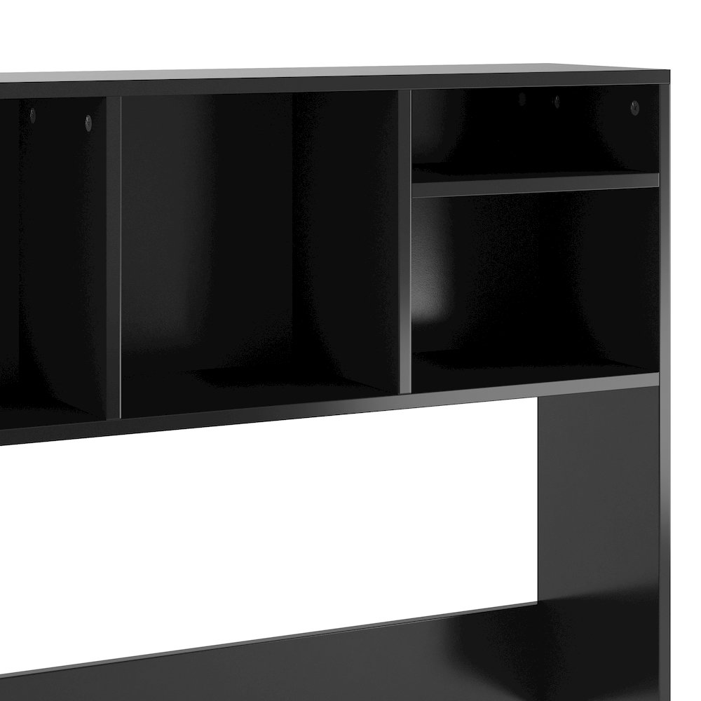Lotus Desktop Bookshelf Storage Organizer with Multiple Cubbies in Black. Picture 7