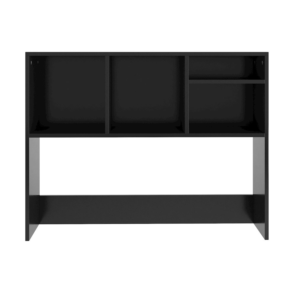 Lotus Desktop Bookshelf Storage Organizer with Multiple Cubbies in Black. Picture 9