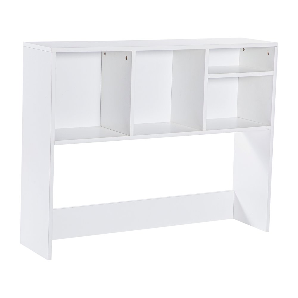 Lotus Desktop Bookshelf Storage Organizer with Multiple Cubbies in White. Picture 1