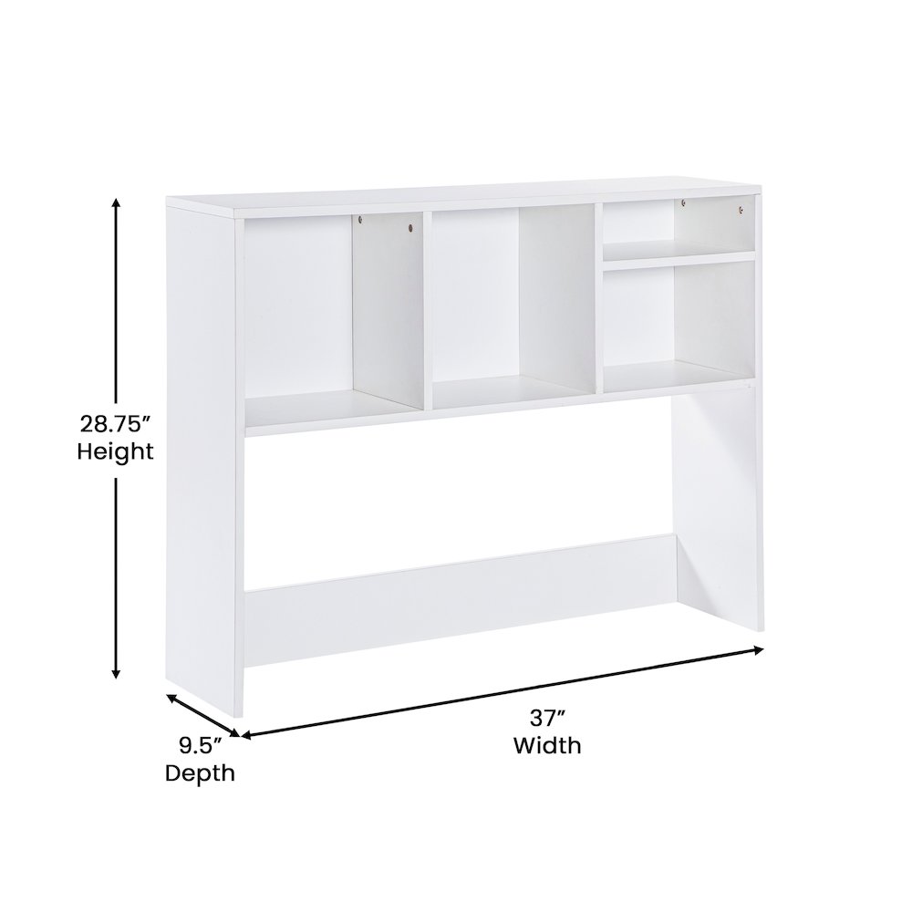 Lotus Desktop Bookshelf Storage Organizer with Multiple Cubbies in White. Picture 5