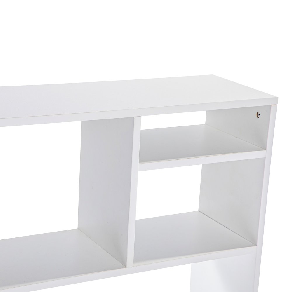 Lotus Desktop Bookshelf Storage Organizer with Multiple Cubbies in White. Picture 7