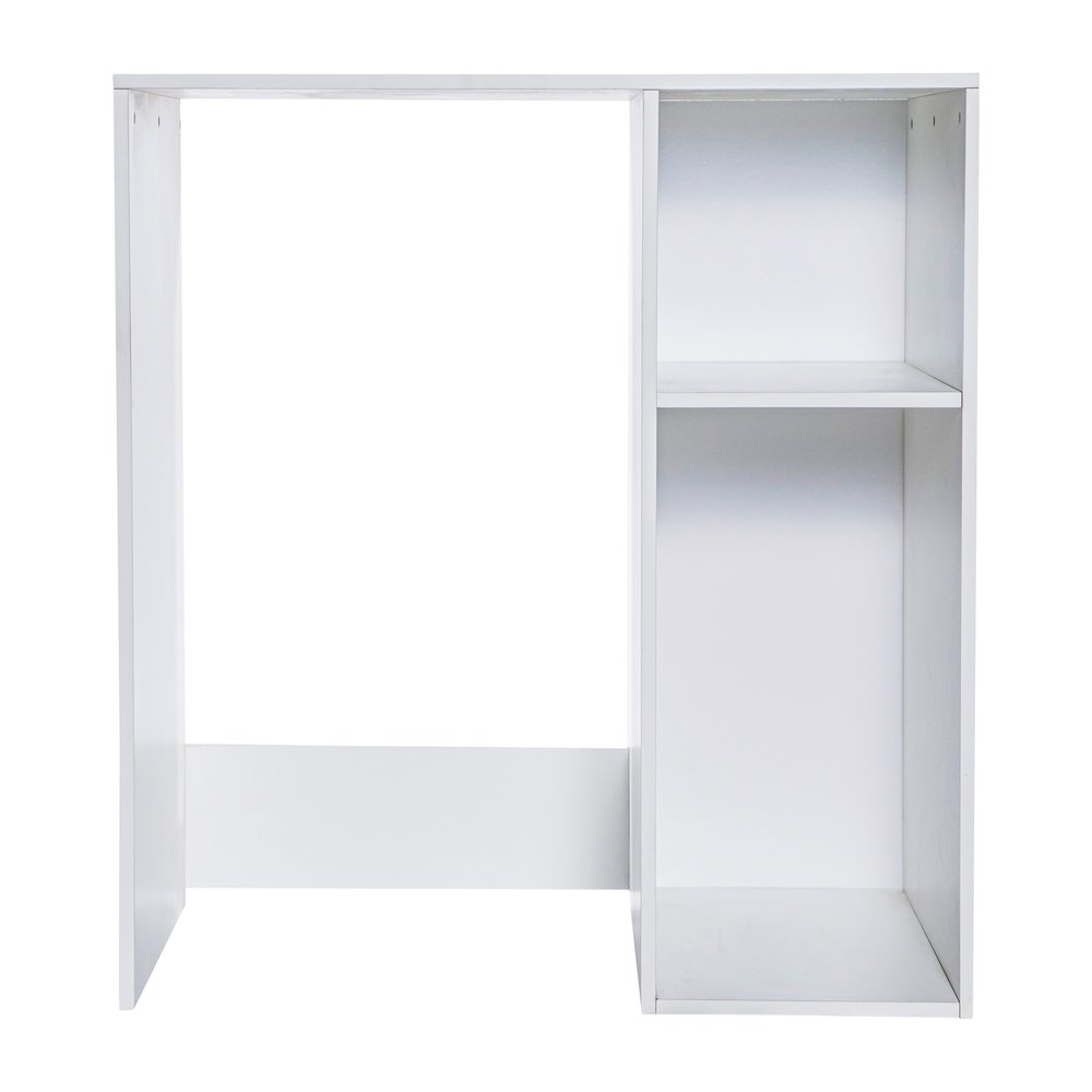 Lotus Mini Fridge Bookshelf Storage Station Organizer with Cubbies in White. Picture 9