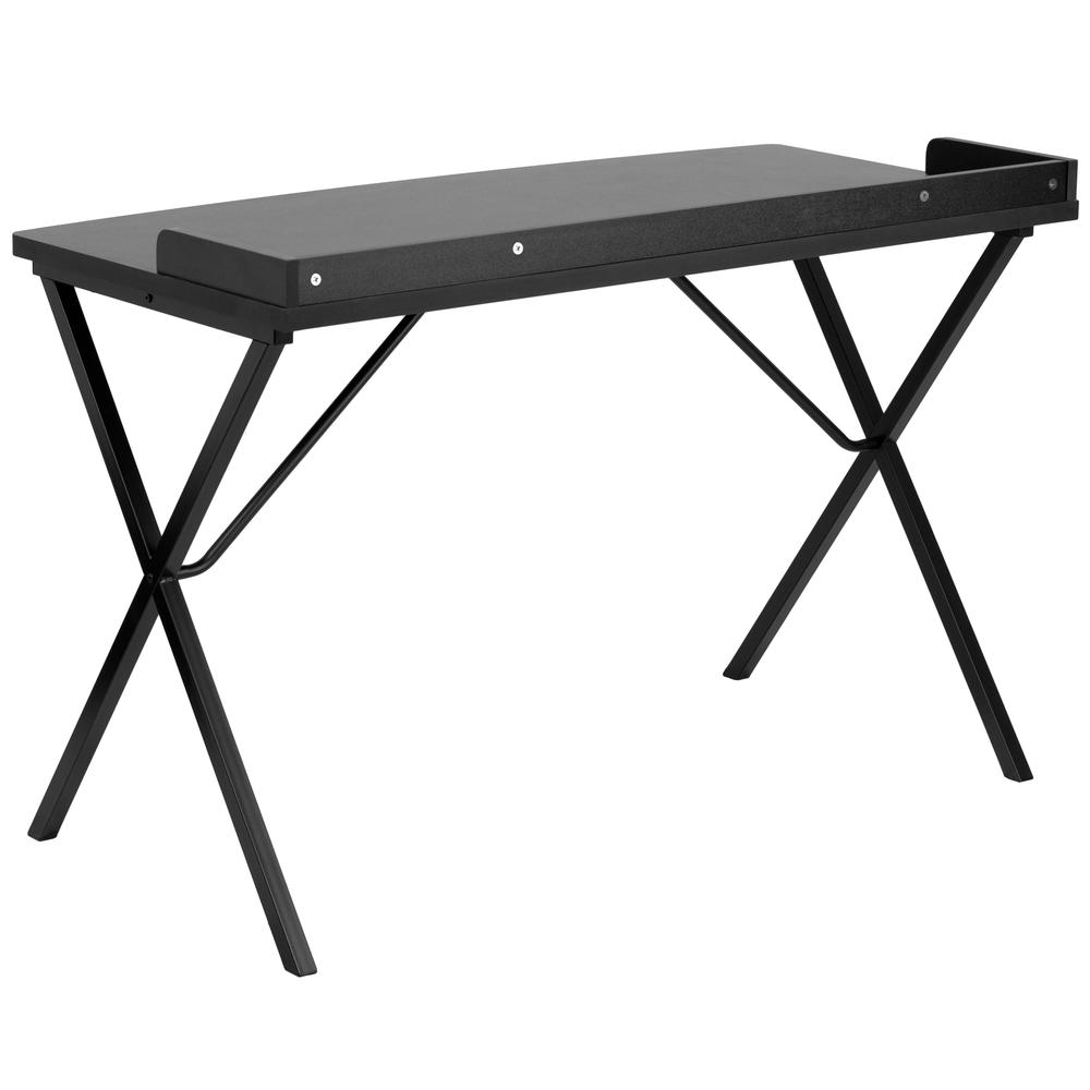 Black Computer Desk with Raised Back Border. Picture 2