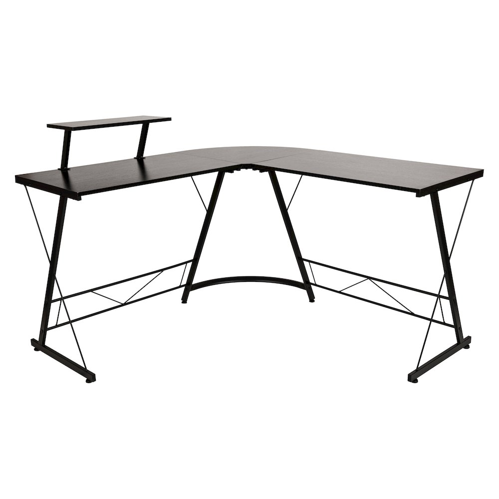 L-Shaped Desk 71.5" Computer Corner Desk, Black/Black. Picture 1