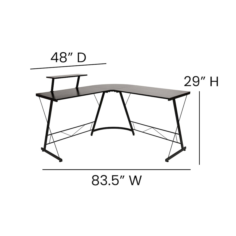 L-Shaped Desk 71.5" Computer Corner Desk, Black/Black. Picture 5