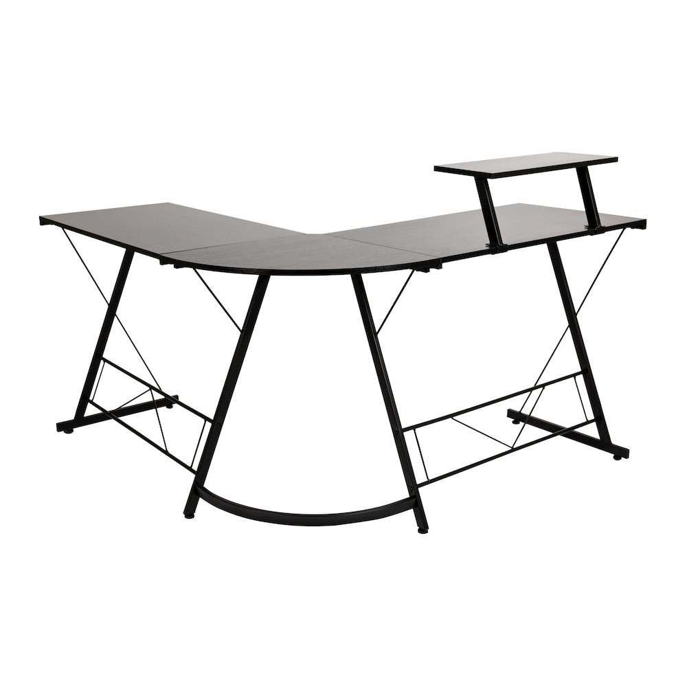 L-Shaped Desk 71.5" Computer Corner Desk, Black/Black. Picture 6