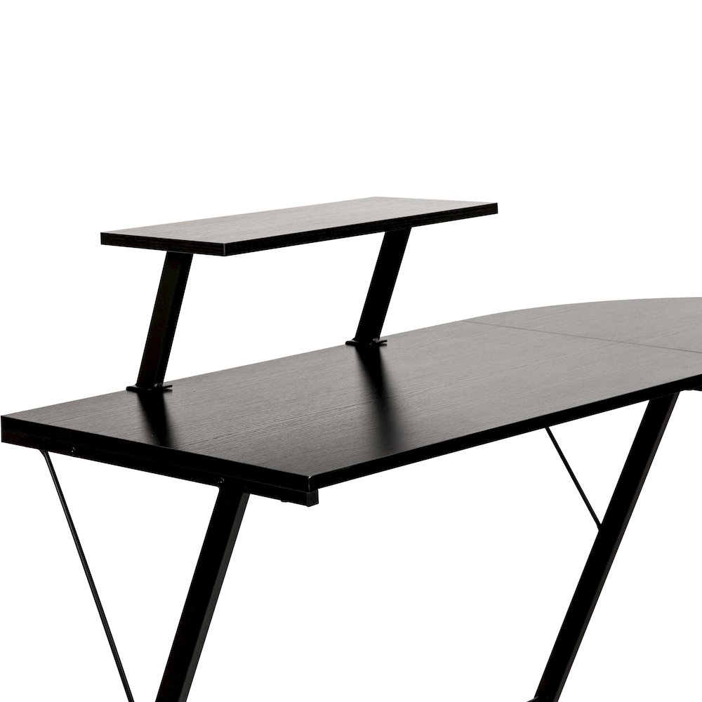 L-Shaped Desk 71.5" Computer Corner Desk, Black/Black. Picture 7