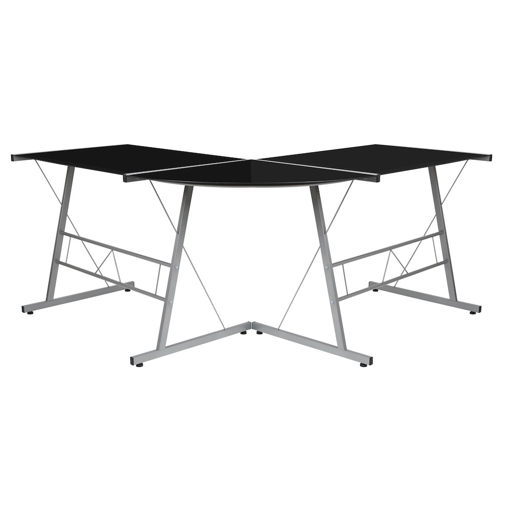 L-Shaped Desk 83.5" Computer Corner Desk, Black. Picture 9