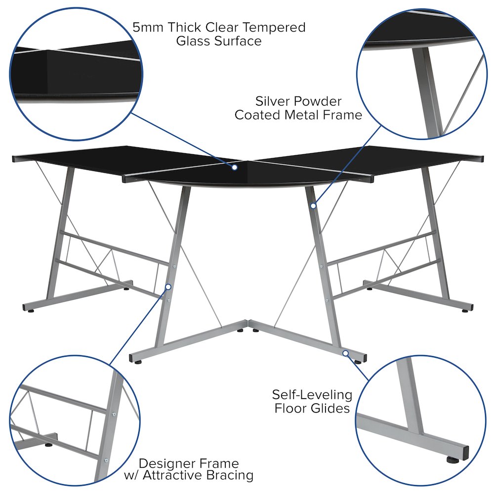 L-Shaped Desk 83.5" Computer Corner Desk, Black. Picture 5
