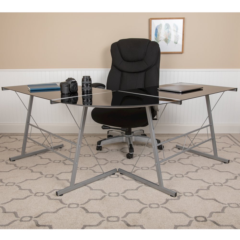 L-Shaped Desk 83.5" Computer Corner Desk, Black. Picture 2
