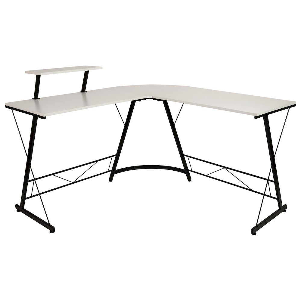 L-Shaped Desk 71.5" Computer Corner Desk, White/Black. Picture 1