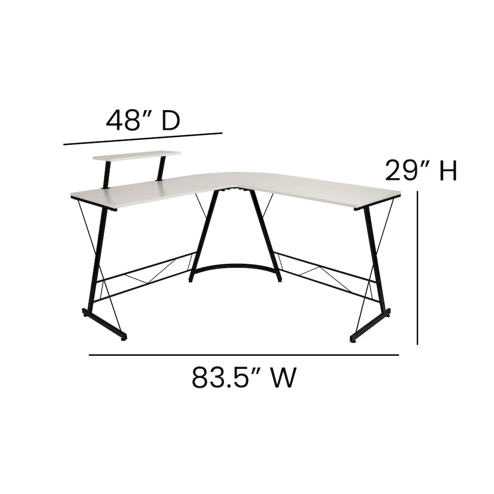 L-Shaped Desk 71.5" Computer Corner Desk, White/Black. Picture 5