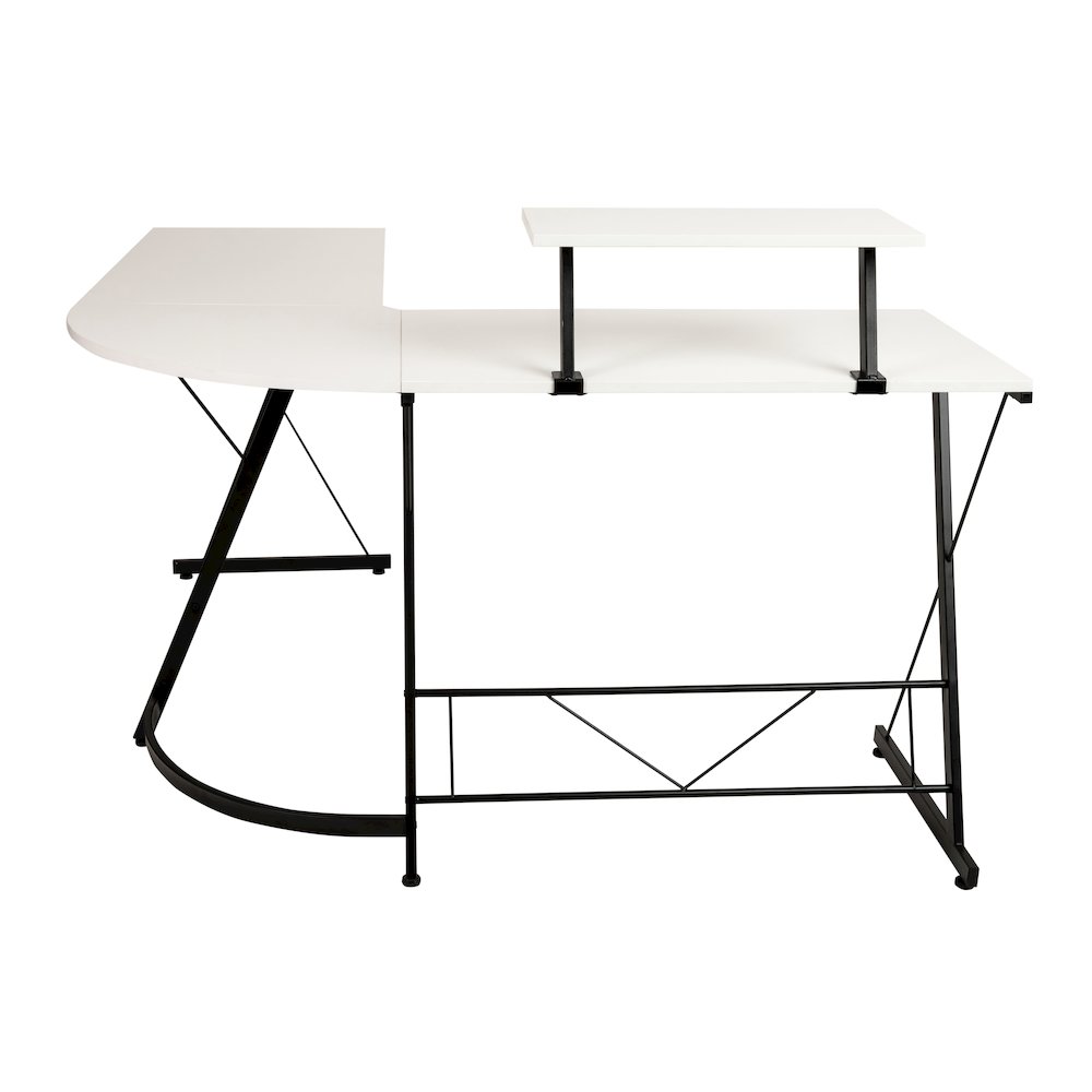 L-Shaped Desk 71.5" Computer Corner Desk, White/Black. Picture 8