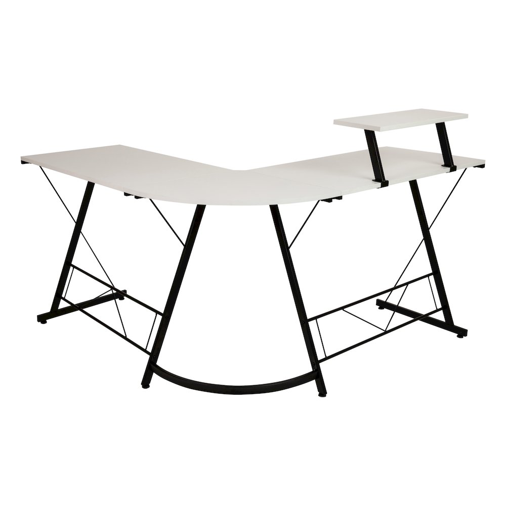 L-Shaped Desk 71.5" Computer Corner Desk, White/Black. Picture 6