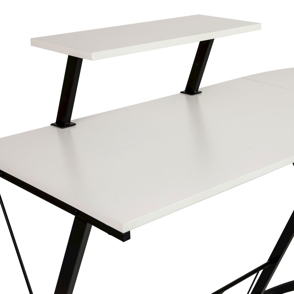 L-Shaped Desk 71.5" Computer Corner Desk, White/Black. Picture 7