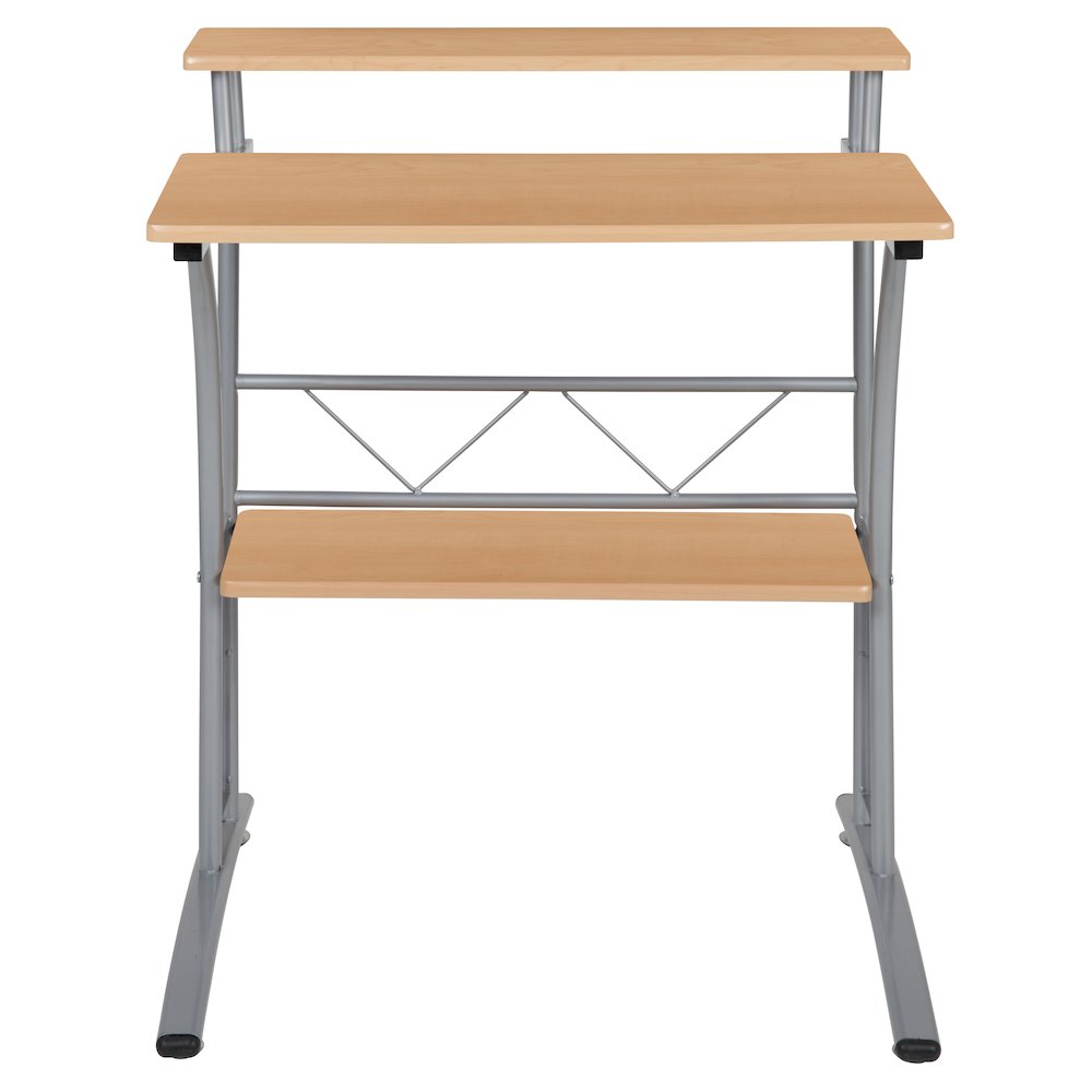 Maple Computer Desk with Top and Lower Storage Shelves. Picture 5