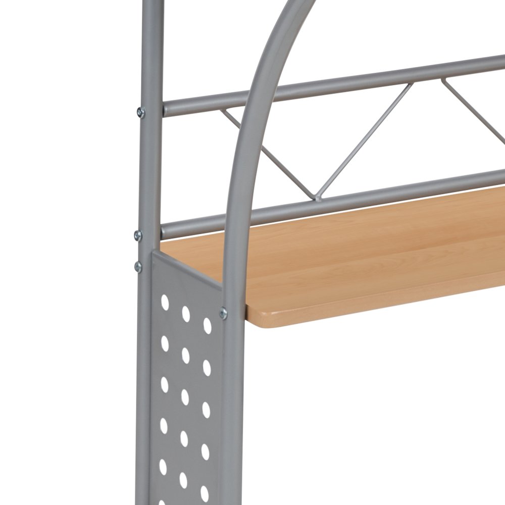 Maple Computer Desk with Top and Lower Storage Shelves. Picture 8