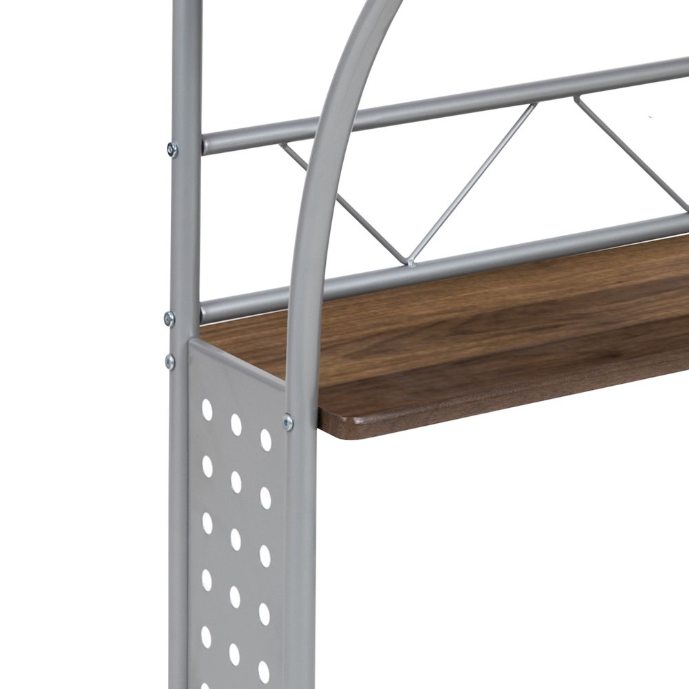 Rustic Walnut Computer Desk with Top and Lower Storage Shelves. Picture 8