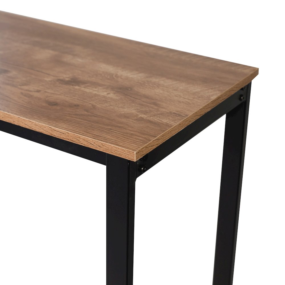 Modern Wine and Bar Table with Shelves, Light Brown Top/Black Frame. Picture 11