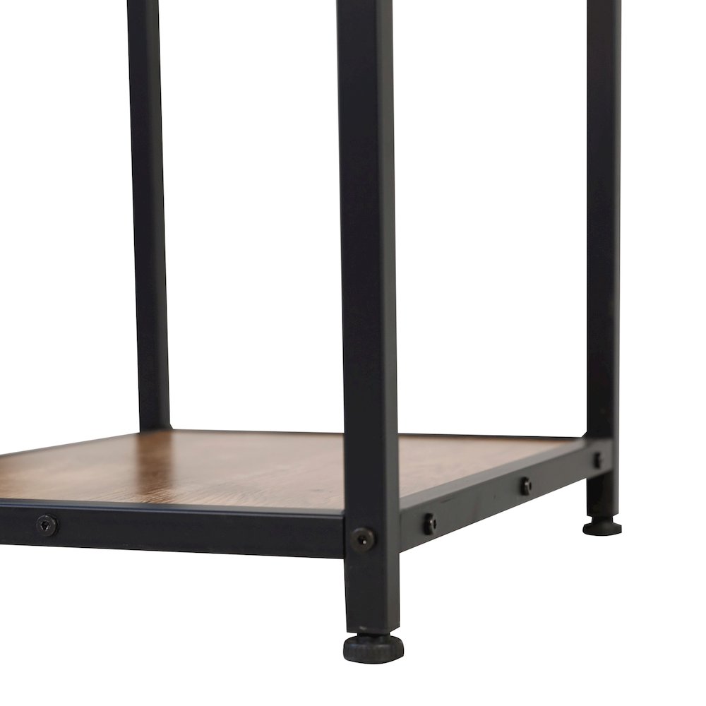 Modern Wine and Bar Table with Shelves, Light Brown Top/Black Frame. Picture 12