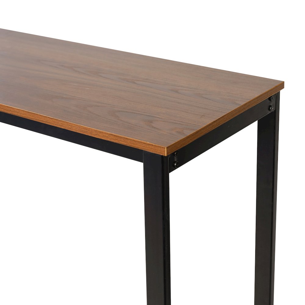 Modern Wine and Bar Table with Shelves, Walnut Top/Black Frame. Picture 13