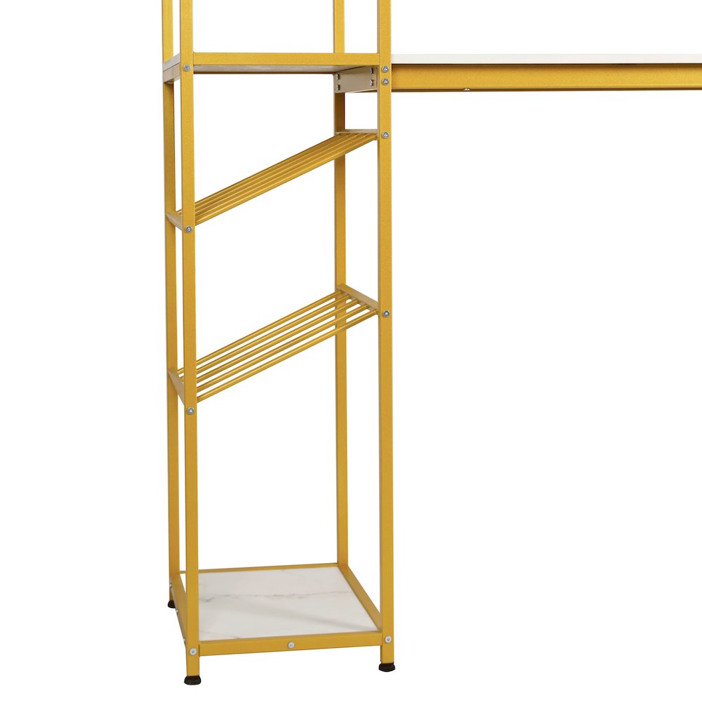 Modern Wine and Bar Table with Shelves, Marble Top/Gold Frame. Picture 12