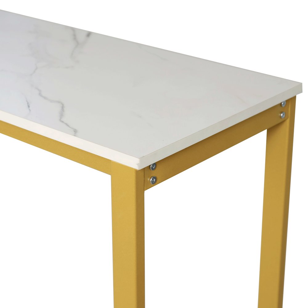 Modern Wine and Bar Table with Shelves, Marble Top/Gold Frame. Picture 13