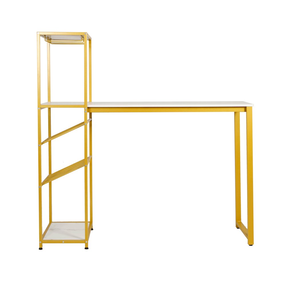 Modern Wine and Bar Table with Shelves, Marble Top/Gold Frame. Picture 10